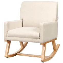 Costway Mid Century Fabric Rocking Chair Upholstered Accent Armchair Lounge Chair Beige/Gray 17 Costway Mid Century Fabric Rocking Chair Upholstered Accent Armchair Lounge Chair Beige/Gray -Lush Living Store GUEST 00569817 e230 4dcf 9c7e b7c3572470e7