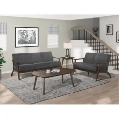 Carlson Velvet Upholstered Loveseat In Dark Gray And Dark Walnut - Lexicon 9 Carlson Velvet Upholstered Loveseat In Dark Gray And Dark Walnut - Lexicon -Lush Living Store GUEST 0081dbab 4560 41d7 9979 a4888e54595f