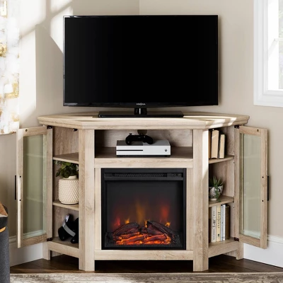 Glass Door Electric Fireplace Corner TV Stand For TVs Up To 50" - Saracina Home 7 Glass Door Electric Fireplace Corner TV Stand For TVs Up To 50" - Saracina Home - Image 5