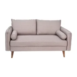 Emma And Oliver Upholstered Mid-Century Modern Pocket Spring Loveseat With Wooden Legs And Removable Back Cushions -Lush Living Store GUEST 0101260f 6eb3 487c be64 3bf1298d5e58