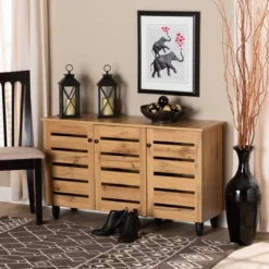 Gisela Wood 3 Door Cabinet Oak Brown/Black - Baxton Studio -Lush Living Store GUEST 0138c992 c403 4df4 a8f5 9294bede7ed4