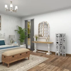 Farmhouse Chinquapin Wood Rectangle Room Divider Screen White - Olivia & May -Lush Living Store GUEST 013b8ad2 0d8f 496d af23 eabc30ebaff8