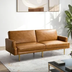 Lanna 76"Wide Vegan Leather Modern Style Convertible Futon Sofa Bed For Living Room Guest Bedroom | ARTFUL LIVING DESIGN -Lush Living Store GUEST 0186db79 f02f 498a ae0d f79c929e4342