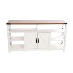 Emma And Oliver Modern Rustic Farmhouse Media Console Cabinet With Spacious Open And Closed Storage -Lush Living Store GUEST 01f3e0d3 ed85 42a6 bb5b ec6aca9c6ed5