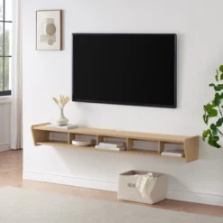 Modern Minimalist Floating TV Stand For TVs Up To 70" With Open Storage - Saracina Home -Lush Living Store GUEST 023d9550 9b99 49a8 ac43 b9d15c1a1c9d