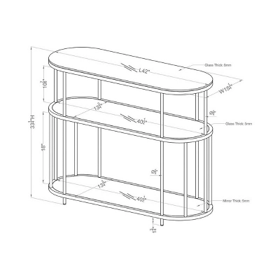 Invergarry Mirrored And Tempered Glass Sofa Table Gold - MiBasics 6 Invergarry Mirrored And Tempered Glass Sofa Table Gold - MiBasics - Image 4