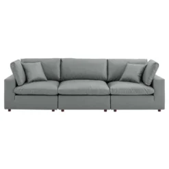 Commix Down Filled Overstuffed Vegan Leather 3-Seater Sofa - Modway