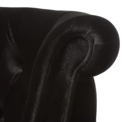 Flax Victorian Style Contemporary Velvet Fabric Upholstered 2 Seater Loveseat Black - Baxton Studio -Lush Living Store GUEST 031c8944 4a0d 4f55 90b9 c74663e618ba