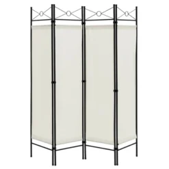 Costway 6 FT 4-Panel Folding Room Divider Freestanding Privacy Screen Steel Frame BrownBlackWhite -Lush Living Store GUEST 0335c511 9f04 45b6 9b9a c666acb64a5b