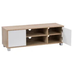 Hollywood Wood Grain TV Stand For TVs Up To 55" With Doors White And Brown - CorLiving -Lush Living Store GUEST 03985f1b 47c2 4e27 817c 6f3075e3d7b2