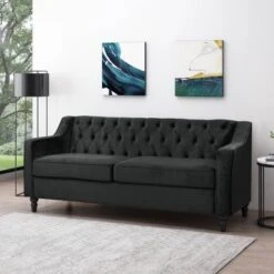 Knouff Modern Glam Tufted Velvet 3 Seater Sofa - Christopher Knight Home
