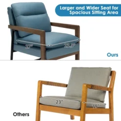 Costway Modern Accent Armchair Lounge Chair W/ Rubber Wood Legs & Steel Bracket -Lush Living Store GUEST 03f79231 9065 4b5f 9c33 0810e9c54bc5