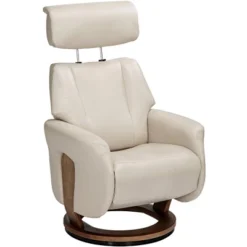 BenchMaster Taupe Faux Leather Swivel Recliner Chair Modern Armchair Comfortable Manual Reclining Footrest For Bedroom Living Room -Lush Living Store GUEST 04209848 406d 4e40 8ce3 f95c07957b10
