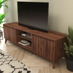 Flash Furniture Hatfield Mid-Century Modern TV Stand For Up To 64 Inch TV's - 60 Inch Media Center With Adjustable Center Shelf And Dual Soft Close Doors -Lush Living Store GUEST 043f73c6 f798 4b38 b363 4d8e472c2a9a