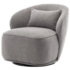 Boucle Upholstered Swivel Barrel Chair - Kinwell -Lush Living Store GUEST 044c6a75 2dc1 43e5 a6fd dde6f17d8282