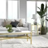 Gold Finish Side Table With Faux Marble Shelf - Henn&Hart -Lush Living Store GUEST 048cdec6 16cb 4759 89e0 45aca0aec8d4
