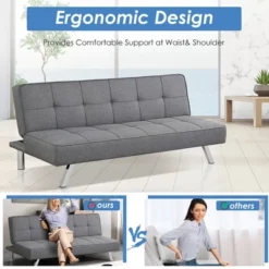 Costway Convertible Futon Sofa Bed Adjustable Sleeper With Stainless Steel Legs -Lush Living Store GUEST 049b48ca 137f 401e bc7e e54dad86ca63