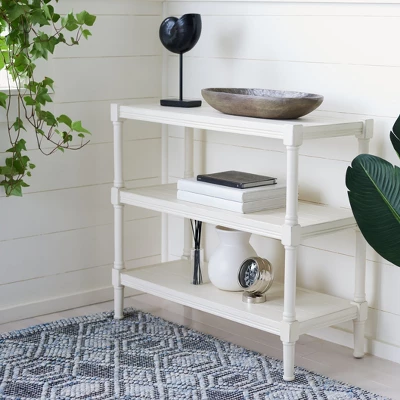Rafiki 3 Shelf Console Table - Distressed White - Safavieh 4 Rafiki 3 Shelf Console Table - Distressed White - Safavieh - Image 2