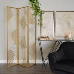Glam Geometric Room Divider Screen Gold - Olivia & May