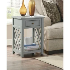 Middlebury Wood End Table With Drawer And Shelf Gray - Alaterre Furniture -Lush Living Store GUEST 0514d404 29be 439b bb4f 046e9aff6ed4