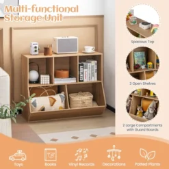 Costway 5-Cubby Kids Toy Storage Organizer Wooden Bookshelf Display Cabinet Natural/White -Lush Living Store GUEST 055ce54f 40dd 4bbd a7a6 f568b0e0fe60