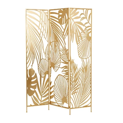 Glam Metal Palms Room Divider Screen Gold - Olivia & May 4 Glam Metal Palms Room Divider Screen Gold - Olivia & May - Image 2