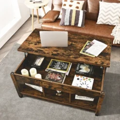 Costway Lift Top Coffee Table W/ Hidden Compartment And Storage Shelves Coffee -Lush Living Store GUEST 05ed987d cb85 42fc a187 026ab76a2797