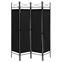Costway 6 FT 4-Panel Folding Room Divider Freestanding Privacy Screen Steel Frame BrownBlackWhite -Lush Living Store GUEST 05efcc84 e30d 49b3 b901 00f9e8768856