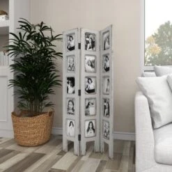 Farmhouse Chinquapin Wood Rectangle Room Divider Screen White - Olivia & May -Lush Living Store GUEST 0683b238 549c 4cf9 b3ec b0e627870b17