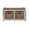 Happimess Rustic 30" 2 Drawer Wicker Storage Bench, Gray -Lush Living Store GUEST 0688f4ca e884 4969 9c25 303b84a49965