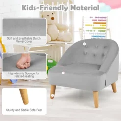 Costway Kids Sofa Chair W/ Ottoman Toddler Single Sofa Velvet Upholstered Couch GreyPink -Lush Living Store GUEST 06ae2e96 8b58 4a19 b4da 17a900d051e7