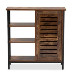 Wayland Rustic Wood And Metal 1 Door Shoe Storage Cabinet Brown/Black - Baxton Studio -Lush Living Store GUEST 07079e17 56bf 469d 9f84 fa8babdb7588