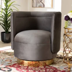 Saffi Velvet Upholstered Swivel Accent Chair - Baxton Studio -Lush Living Store GUEST 073e4f8c d5d5 4d16 a199 e89b7e492ebc