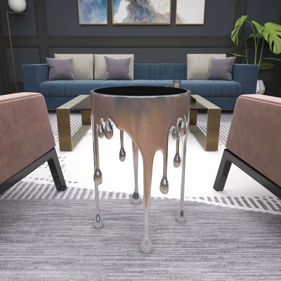 Contemporary Aluminum Melting Accent Table - Olivia & May 21 Contemporary Aluminum Melting Accent Table - Olivia & May - Image 19