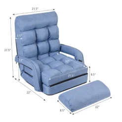 Costway Folding Floor Armchair W/6-position Adjustable Back & Lumbar Pillow Blue -Lush Living Store GUEST 0781414a 5041 463a 9c6f 681c232b6e07
