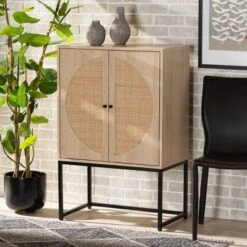 Ardon Bohemian Wood And Metal 2 Door Storage Cabinet With Rattan Light Brown/Black - Baxton Studio -Lush Living Store GUEST 079202e3 aa6f 4241 87aa 4d07a207be45