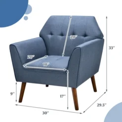 Costway Modern Tufted Fabric Accent Chair Upholstered Armchair With Rubber Wood Legs Blue/Grey 14 Costway Modern Tufted Fabric Accent Chair Upholstered Armchair With Rubber Wood Legs Blue/Grey -Lush Living Store GUEST 07edca1f 4650 4bf4 b8d6 f8eb0b34b77e