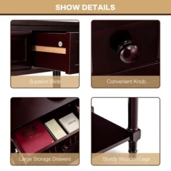 Costway Console Table Drawers Bottom Shelf Accent Sofa Entryway Hall Espresso -Lush Living Store GUEST 0802b207 a5ac 4b1f bd7a 2693a50e5863