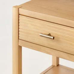 Grooved Wood Square Accent Side Table With Drawer - Natural - Hearth & Hand™ With Magnolia -Lush Living Store GUEST 082ff4df ac2f 420e afa5 03fa03a4e50c
