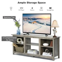 Costway 58'' 2-Tier TV Stand Entertainment Media Center Console Up To 65'' Grey -Lush Living Store GUEST 08592c5d 4fd9 4035 b94e e8b63a7c815c