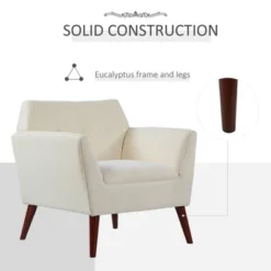 HOMCOM Traditional Living Room Chair, Armchair With Button Tufted Polygonal Straight Back, Single Sofa With Thick Padding -Lush Living Store GUEST 0889ab60 4219 4c05 af68 2407ad7d872a