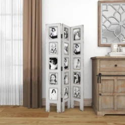 Farmhouse Chinquapin Wood Rectangle Room Divider Screen White - Olivia & May -Lush Living Store GUEST 089a8ad6 f790 42c3 bcde a484fbe1e5b3