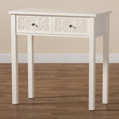 Lambert Wood 2 Drawer Console Table White - Baxton Studio -Lush Living Store GUEST 09132638 7971 46a4 958b d4f1d2be3d13