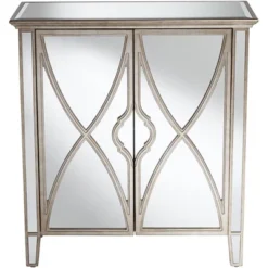 Studio 55D Glam Wood Finish Mirrored Rectangular Accent Cabinet 48" X 24" Silver Magnetic Closure Two-Door For Living Room House -Lush Living Store GUEST 093e7397 0682 4e65 8e0d 2f9f91af201e