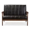Nikko Mid-Century Modern Scandinavian Style Faux Leather Wooden 2 Seater Loveseat - Baxton Studio -Lush Living Store GUEST 094bf341 ebc8 4e47 b482 60eec69e896c