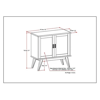 32" Tierney Solid Hardwood Mid Century Low Storage Cabinet Medium Auburn Brown - WyndenHall 8 32" Tierney Solid Hardwood Mid Century Low Storage Cabinet Medium Auburn Brown - WyndenHall - Image 6