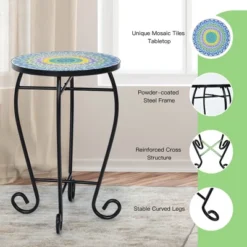 Costway Mosaic Side Table Accent Table Round Balcony Bistro End Table OrangeBlueNavy -Lush Living Store GUEST 0a0cbda5 8b51 4cf2 8e51 5ea343bb0912