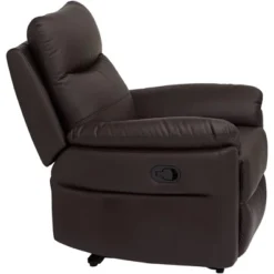 Elm Lane Newport Dark Brown Faux Leather Recliner Chair Modern Armchair Comfortable Push Manual Reclining Footrest For Bedroom Living Room Reading -Lush Living Store GUEST 0a509488 b9c5 454d bf32 7274fffa3936