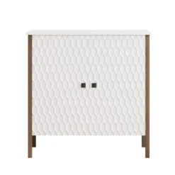 Cierra 31.50" W Modern 2 Carved Doors Featuring Two-Tier Storage And Gold-brushed Metal Frame With Dainty Square Handles-Maison Boucle -Lush Living Store GUEST 0a61c42d 7053 4033 942f b7f776051ce8