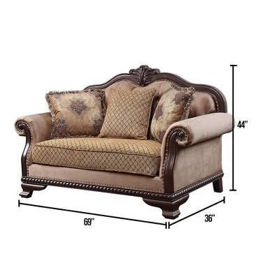 69" Chateau De Ville Fabric Sofa Espresso Finish - Acme Furniture 9 69" Chateau De Ville Fabric Sofa Espresso Finish - Acme Furniture - Image 7